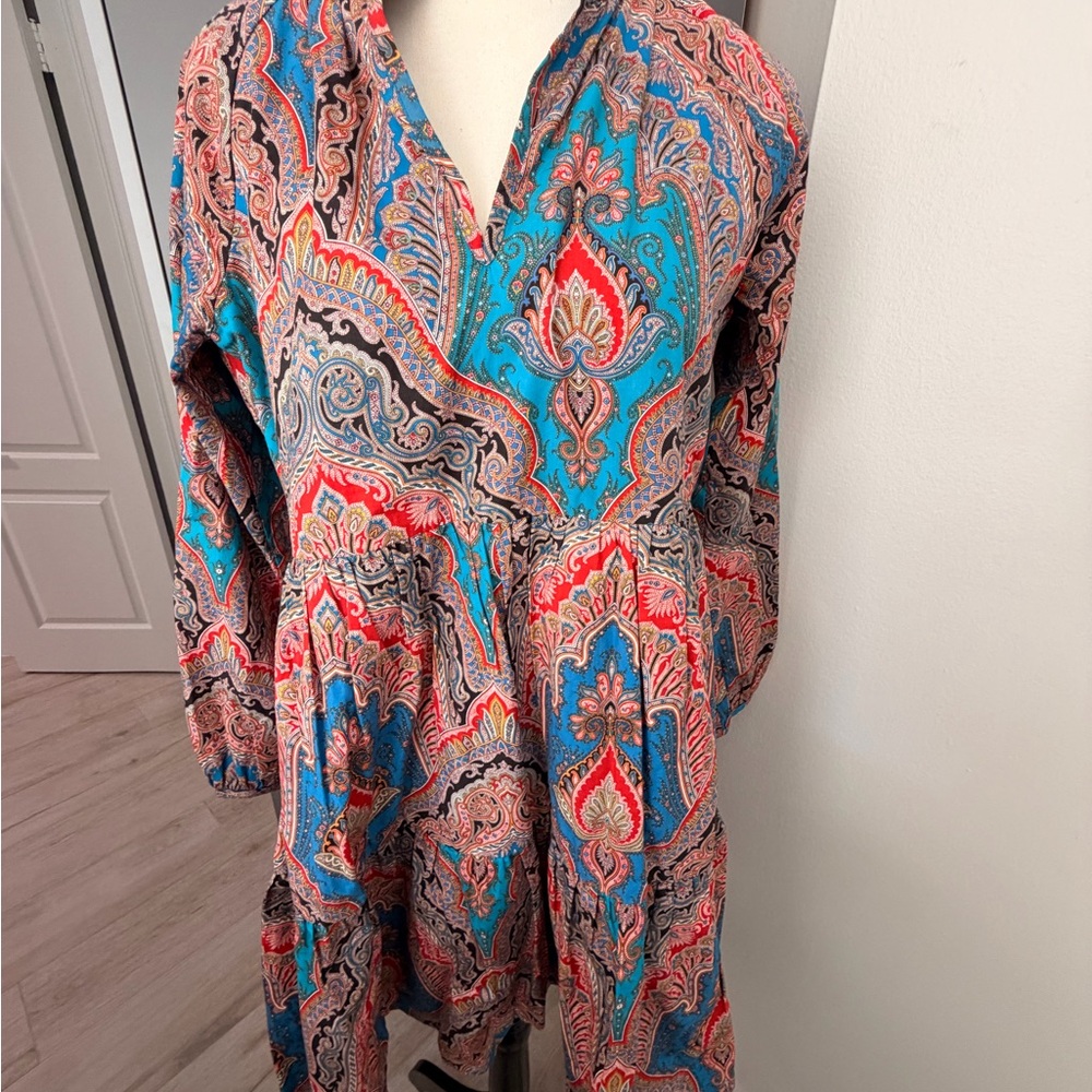 J. Crew Blue and Red Paisley Dress